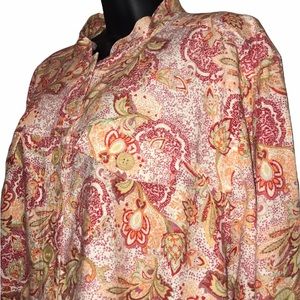 CJ BANKS Linen Blend Floral Print Jacket~Plus 3X